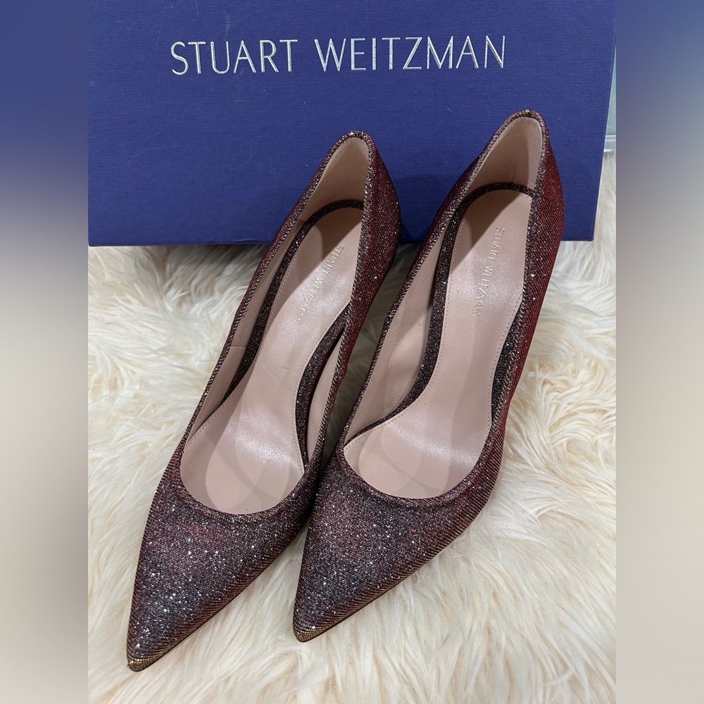 Stuart Weitzman size 6 Chicster Bronze Nighttime Lame Pumps